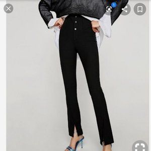 Zara high waist slim fit open front vent pant - Small